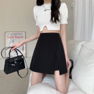 Irregular High-waist A-line Hip-hugging Skirt For Women Anti-exposure Design