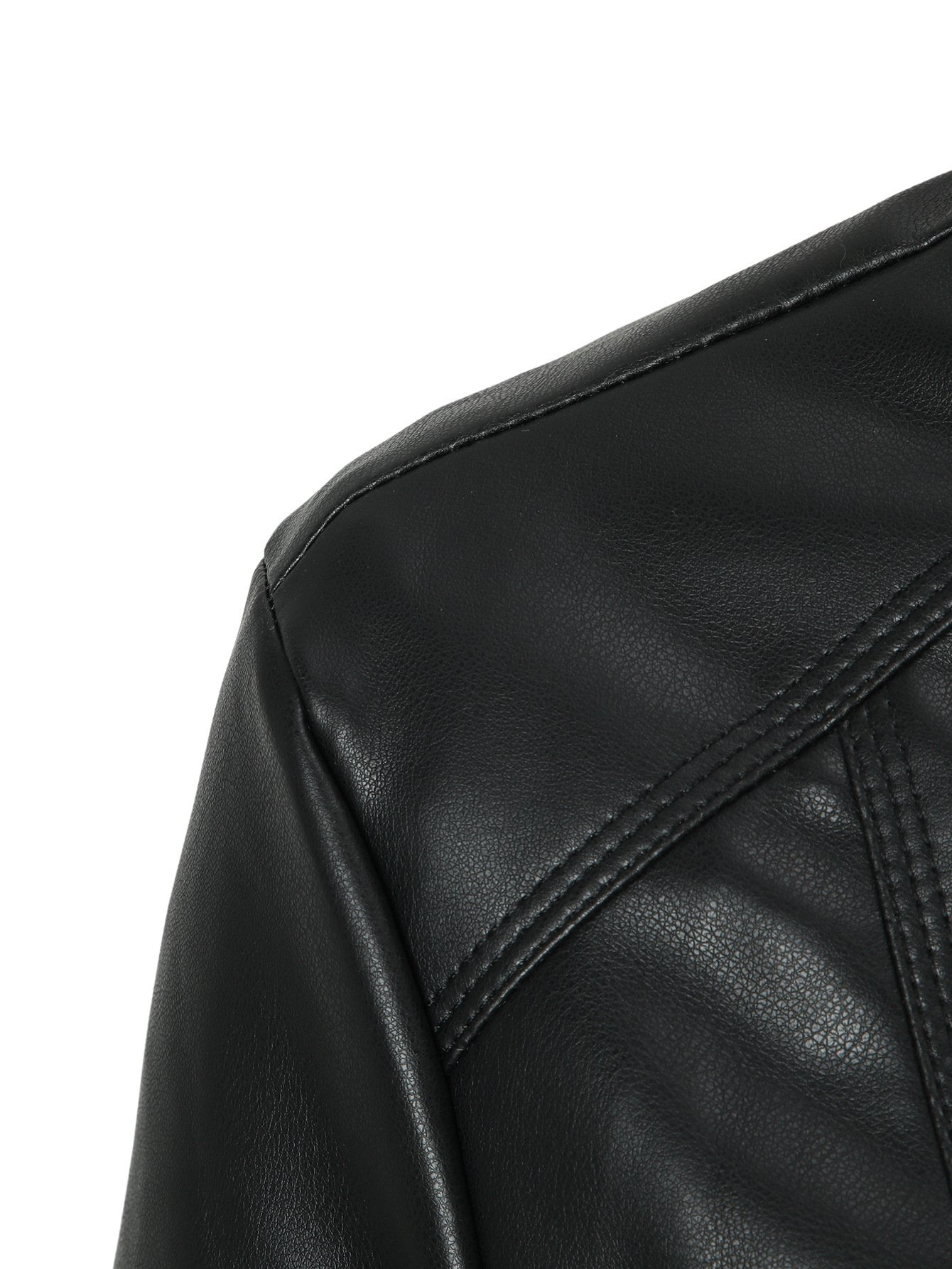 Women's Stand-collar Zip-up Biker PU Leather Jacket - الصورة 7