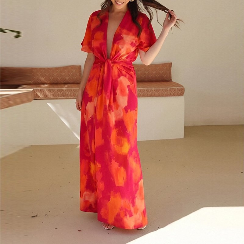 Women's Fashion Printed French-style Dress - الصورة 5