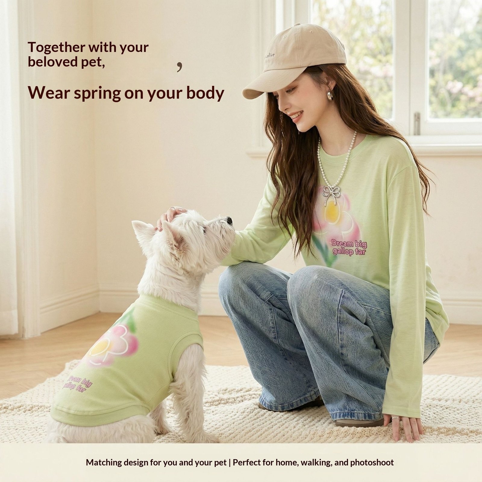 Printed Dog And Cat Vest T-Shirt Long-Sleeved For Humans And Pets - الصورة 6