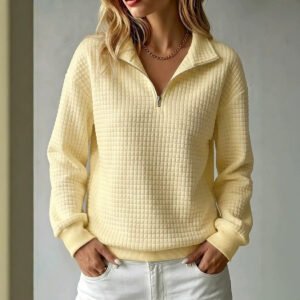 Stand-up Collar Zippered Long Sleeves