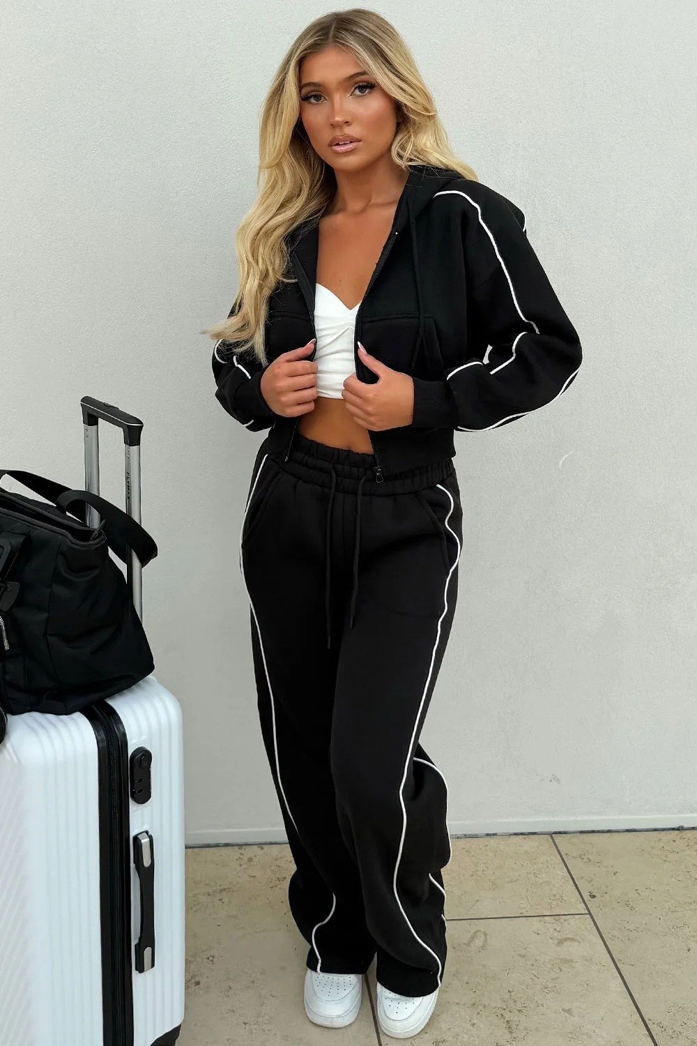 Long-sleeve Zip-up Cardigan And Pants Set Sporty Style - الصورة 4