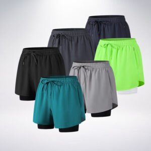 Ice Silk Sports Shorts For Men, American Style, Knee-Length, Double-Layered, Faux Two-Piece, Three-Quarter Length Shorts For Training, Running, Fitness, Straight-Leg, Ice-Feel