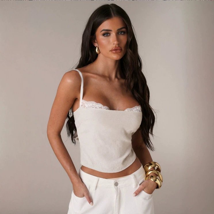 Fake Two-piece Camisole Figure-hugging Sexy Outerwear Tank Top - الصورة 2