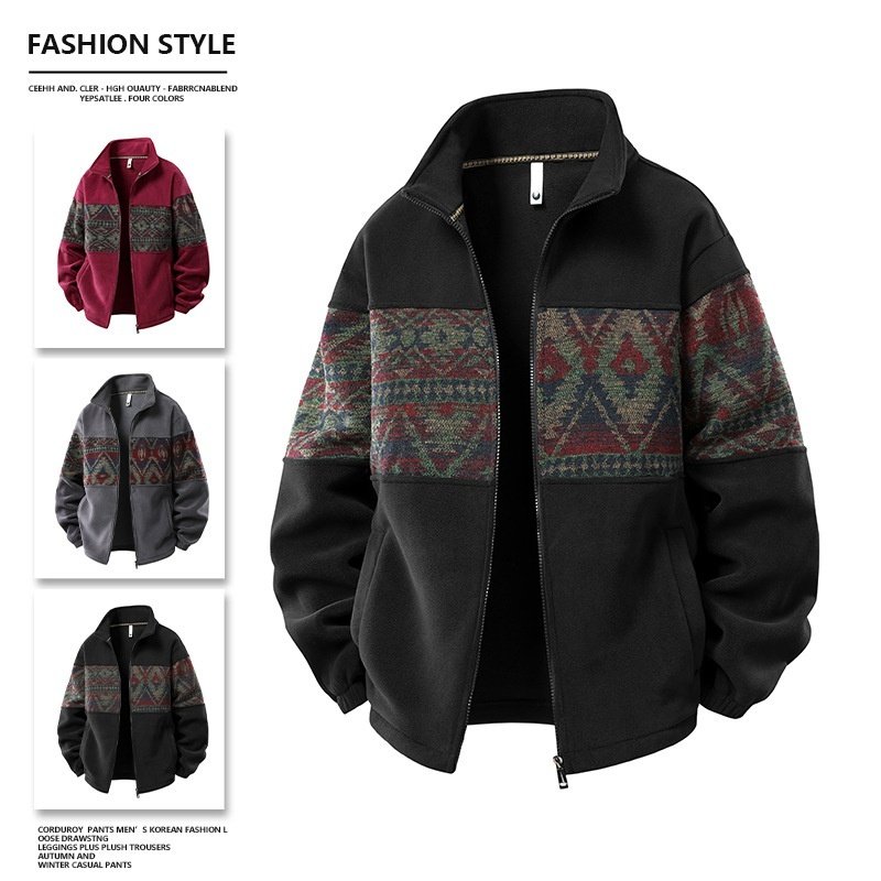 Winter Fleece- Lined Men's Sweatshirt Cold- Resistant And Warm Keeping Top - الصورة 4