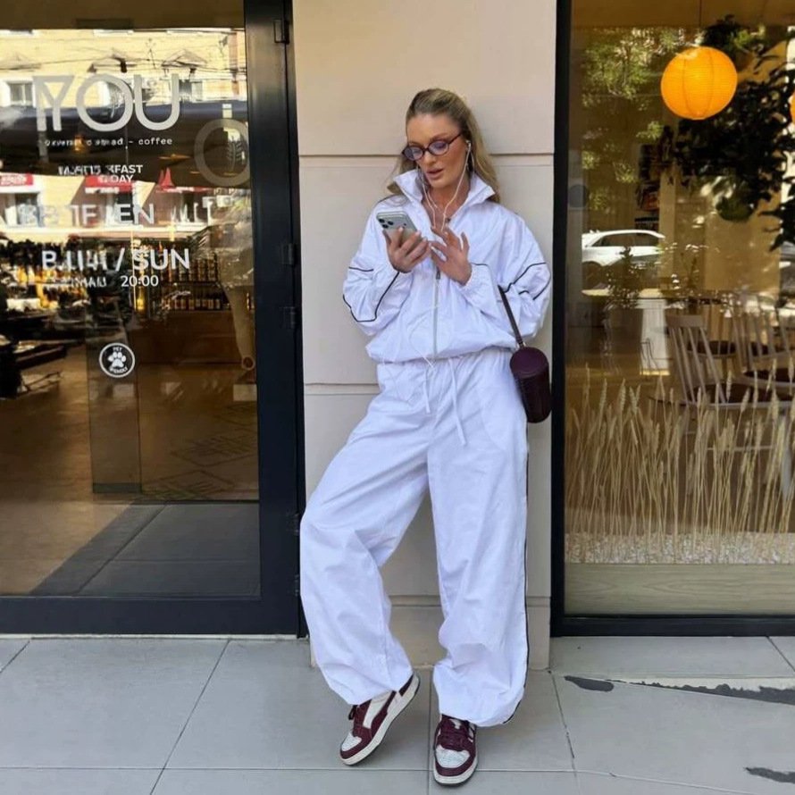 Women's Stand-collar Jacket And Loose-fitting Trousers Two-piece Set - الصورة 5