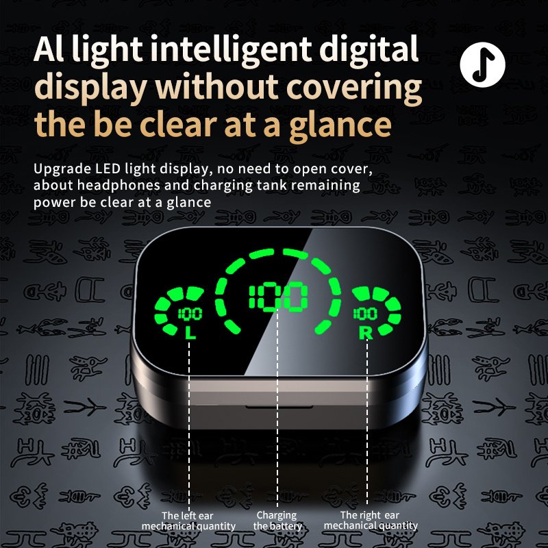 YD03 Wireless Bluetooth-compatible Headset TWS Large Screen Smart Digital Display In Ear Breathing Light - الصورة 8