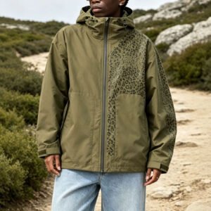 Men's Jacket Changes Color When Exposed To Water, Outdoor Sports Leopard Print