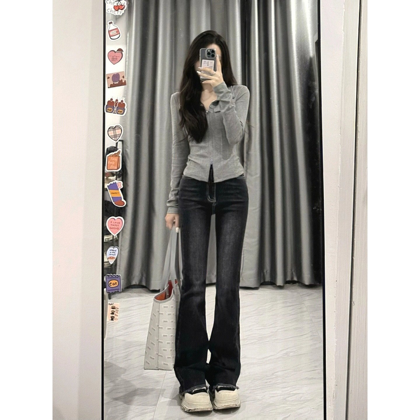 Fitted-waist, Stand-collar Ribbed Cardigan For Women - الصورة 3