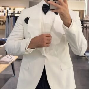 Men White Peak Lapel Tuxedo Blazer