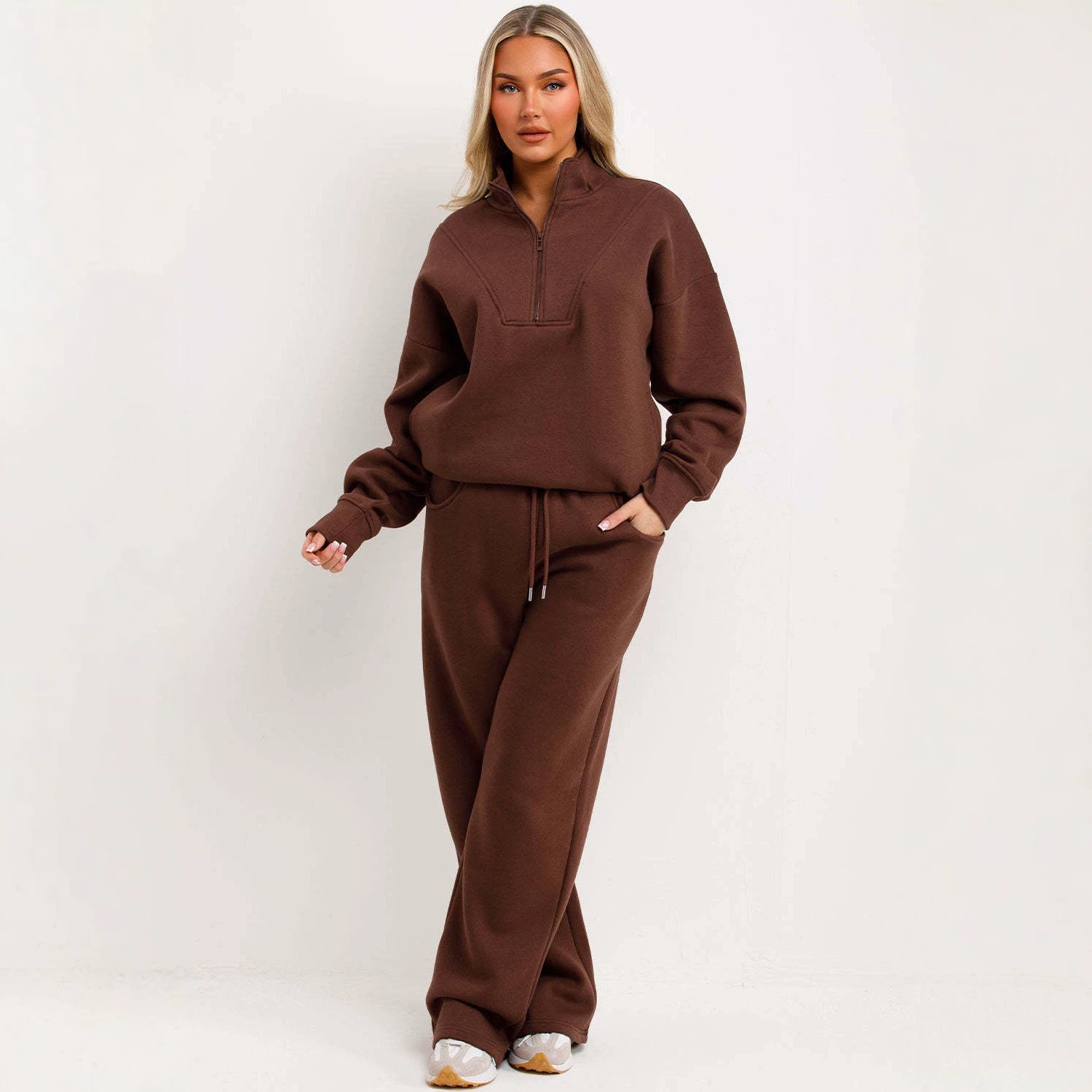 Zip-up Hoodie And Wide-leg Pants Two-piece Set - الصورة 3
