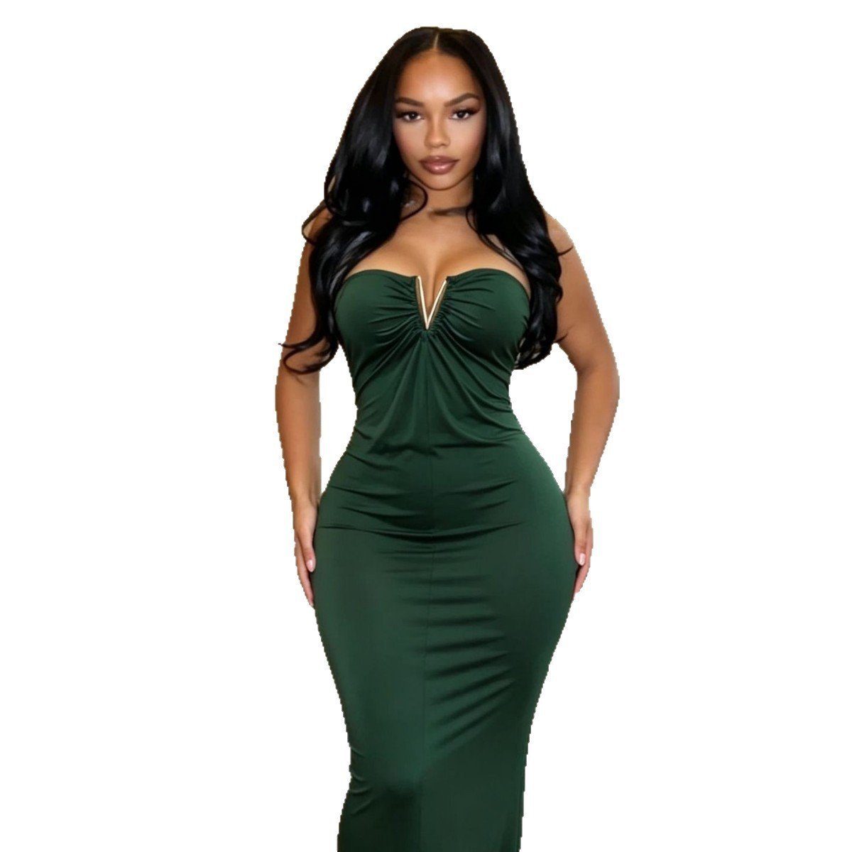 Strapless V-clasp Embellished Dress - الصورة 9