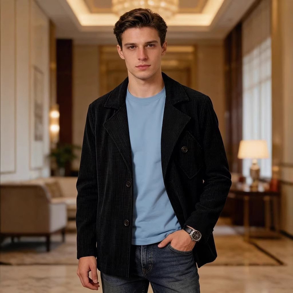 Men's Suit-collar Fashion Business Jacket - الصورة 3