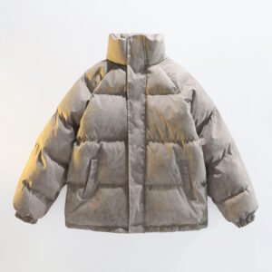 Streetwear Stand-collar Distressed-style Casual Cotton Coat