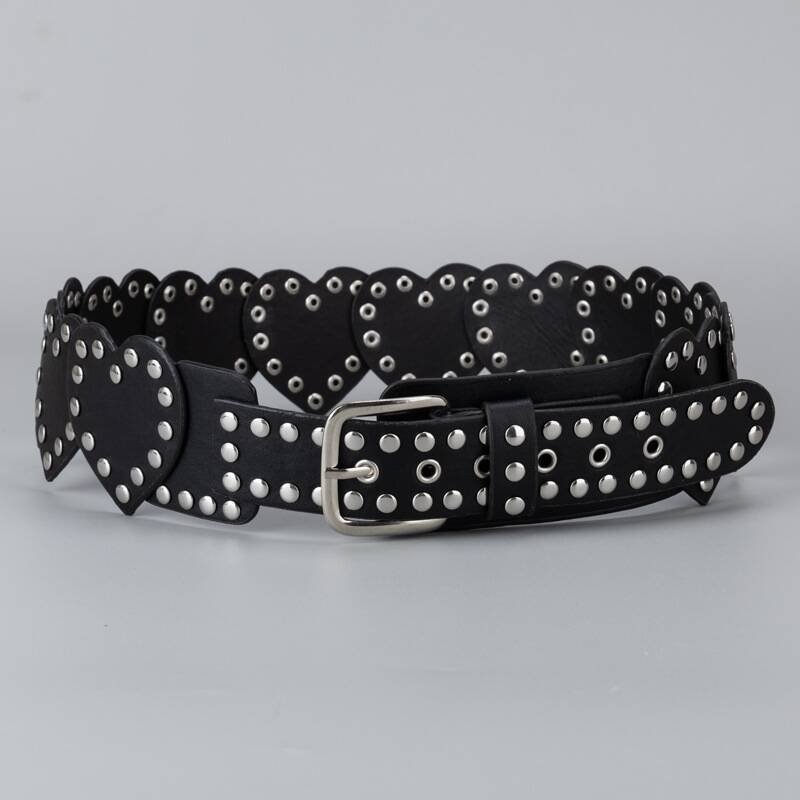 Retro Elastic Heart-shaped Leather Waist Belt For Cinching The Waist - الصورة 3