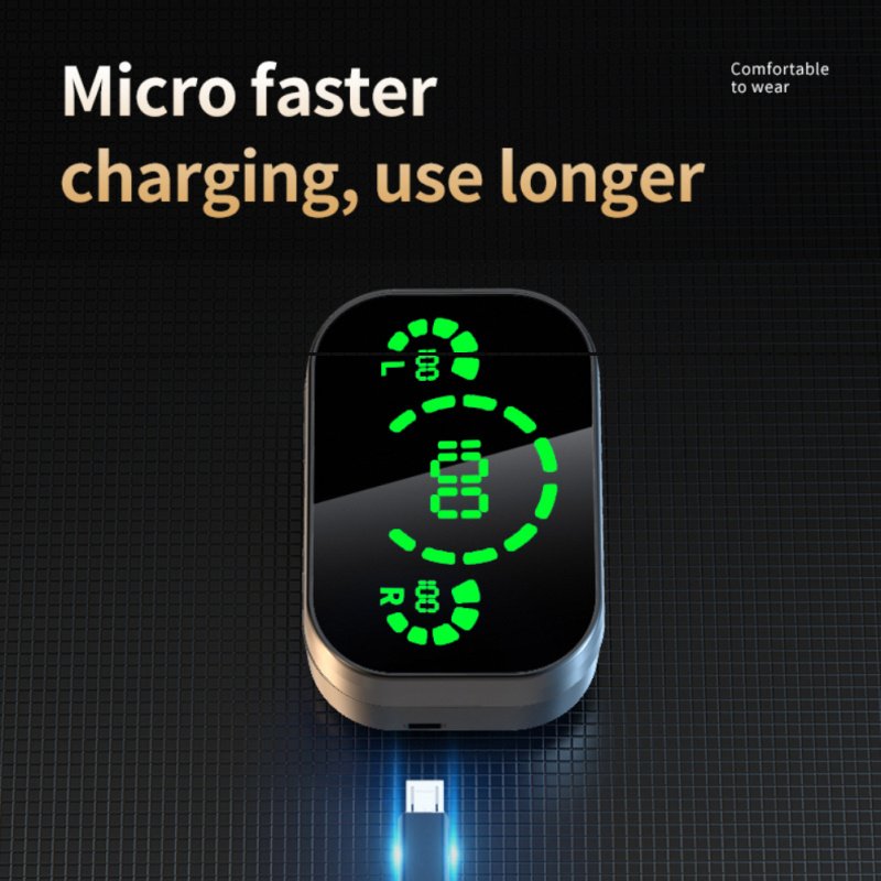 YD03 Wireless Bluetooth-compatible Headset TWS Large Screen Smart Digital Display In Ear Breathing Light - الصورة 5