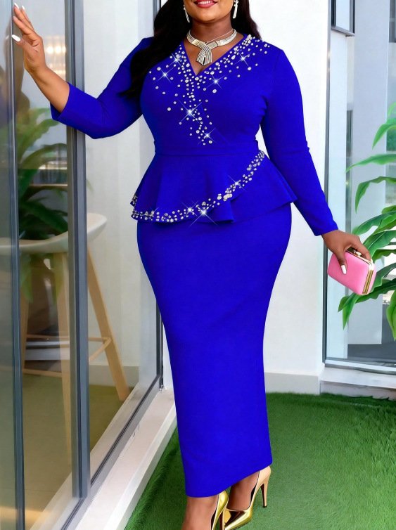 Elegant Banquet And Commute Dress With Ruffled Sleeves And A Fitted Waist - الصورة 5