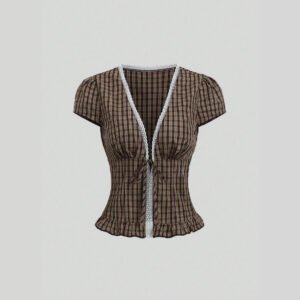 V-neck Puff-sleeve Blouse A Stunning Summer Shirt For Women