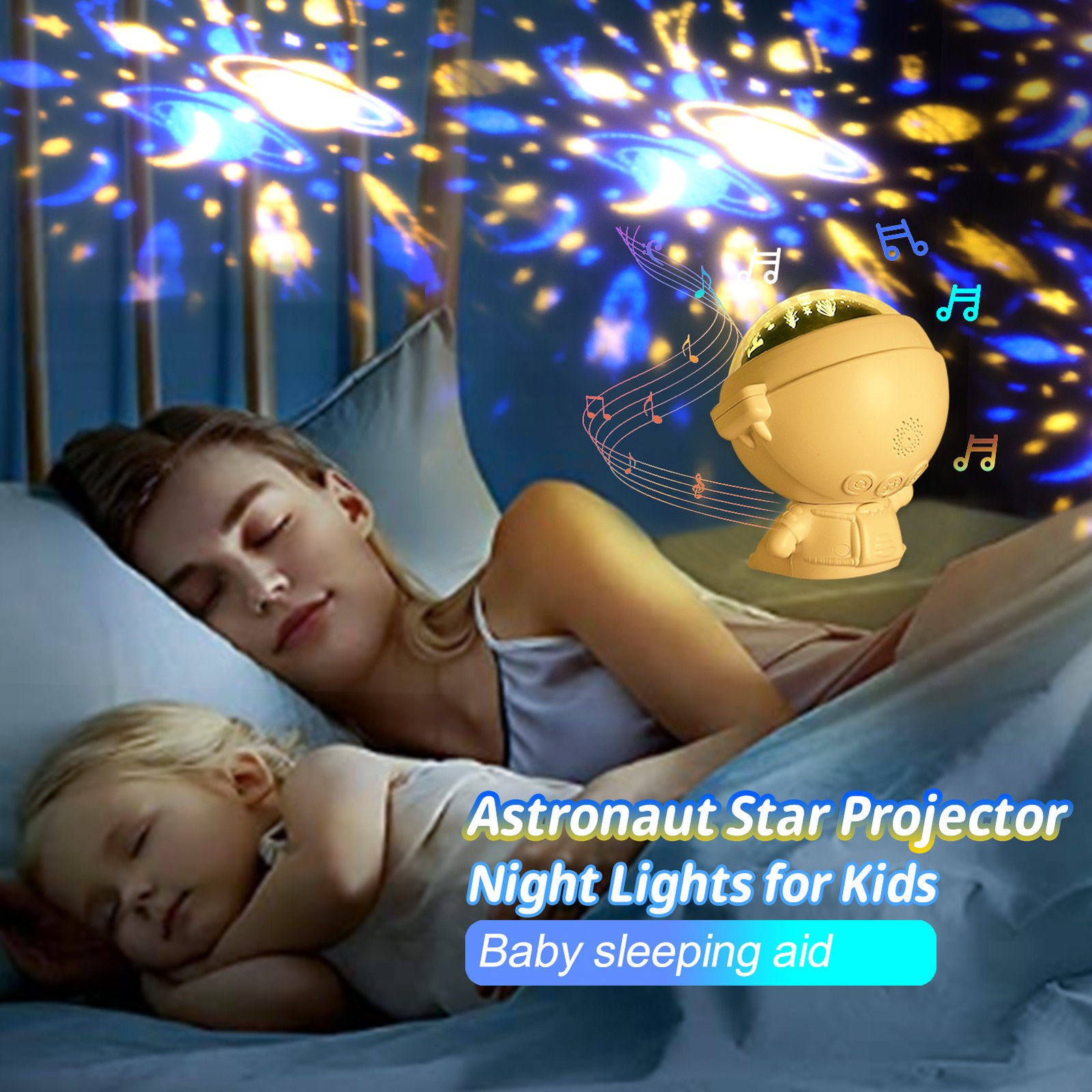 Galaxy Star Projector Starry Sky Night Light Astronaut Lamp Room Decr Gift Child Kids Baby Christmas Spaceman Projection - الصورة 10