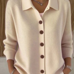 Women's Lapel Button Knitted Cardigan Sweater