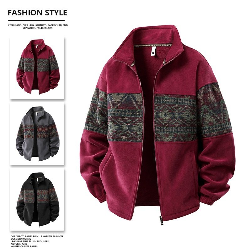 Winter Fleece- Lined Men's Sweatshirt Cold- Resistant And Warm Keeping Top - الصورة 2